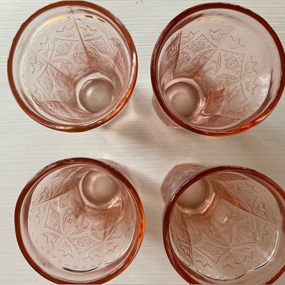 4 Indiana Depression Glass Pink Tumblers - Picture 3 of 6